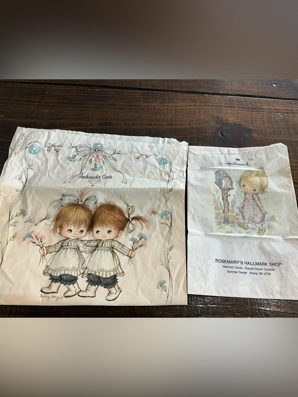 Vintage Lot of 2 1970s Ambassador Hallmark Gift Bags Collectible Decor